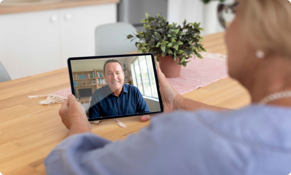 Person on a video call with a licensed financial adviser
